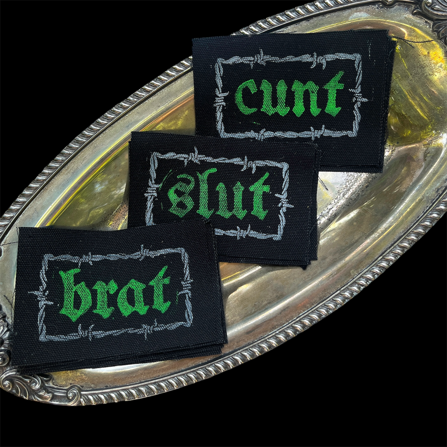 SLUT / CUNT / BRAT Barbed Wire Patches