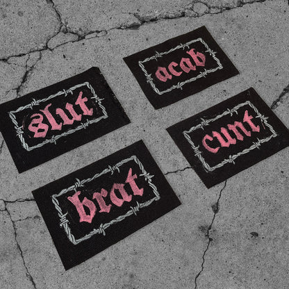 SLUT / CUNT / BRAT / ACAB Barbed Wire Patches